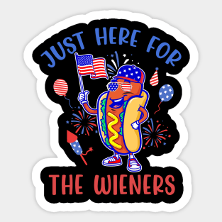 I'm Just Here For The Wieners 4th Of July Hot Dog Gift For Men Women Sticker